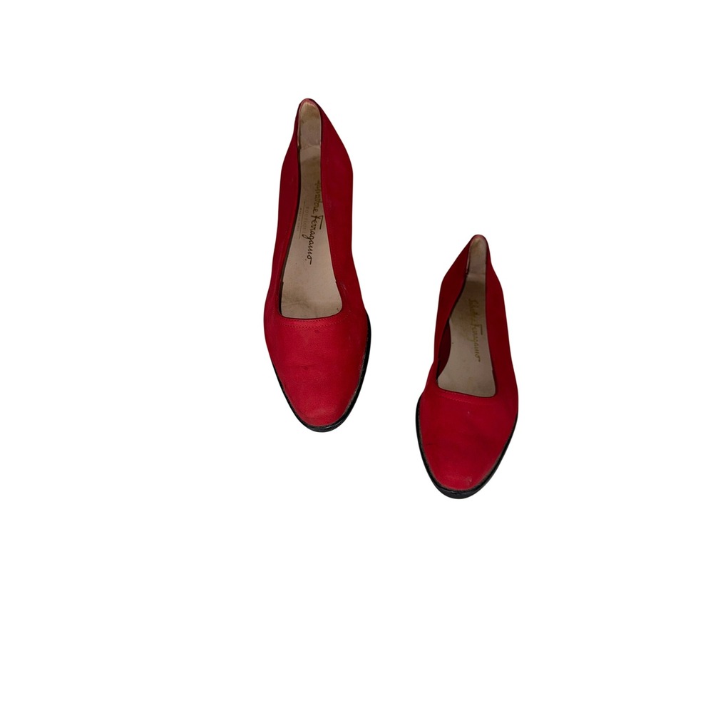 Salvatore Ferragamo Red Suede Ballet Flats 8.5 2A Boutique Italy